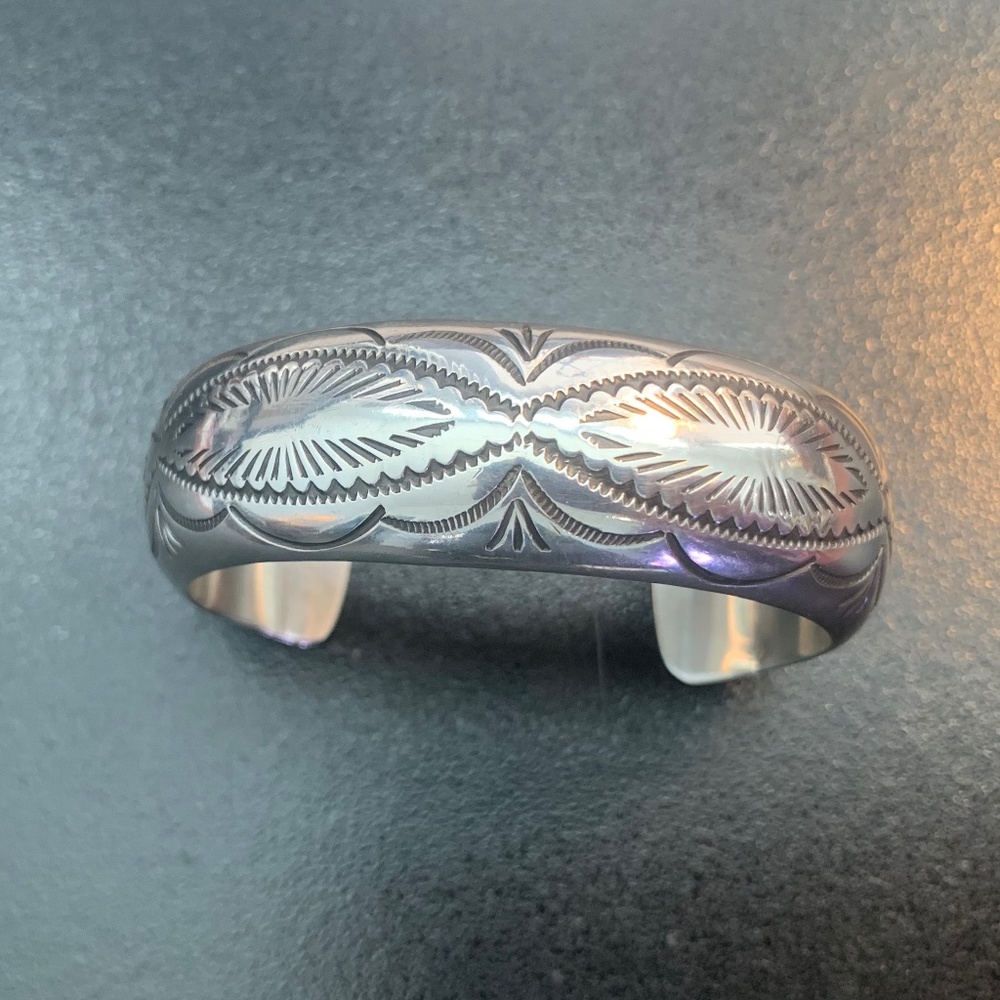 Vintage Albert Bighand Navajo Sterling Silver Cuff